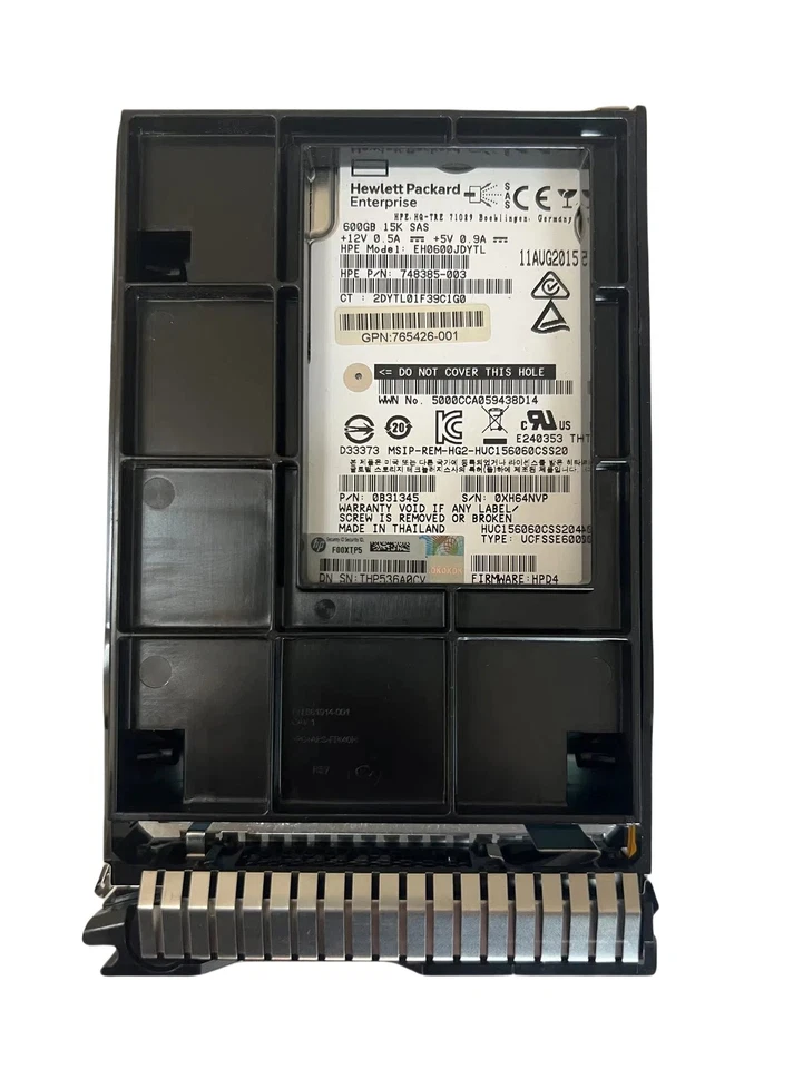 HP 600GB 765424-B21 765867-001 15K 3.5" SAS 12Gbps SC G8 Server HDD Hard Drive - Image 2 of 4