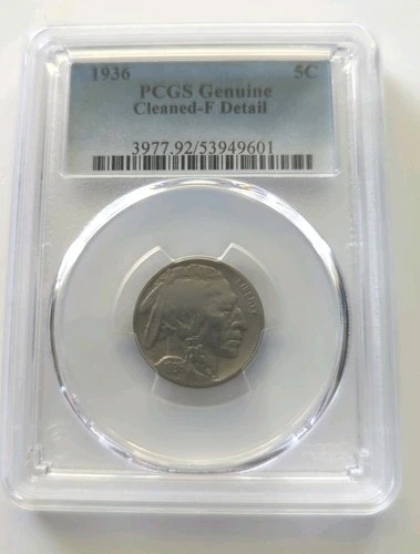 1936 Buffalo Nickel PCGS Genuine Cleaned F Detail No Reserve