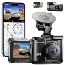 AZDOME 4K+1080P Dash Camera WiFi6 GPS Front and Rear ADAS Parking Mode 64GB Card