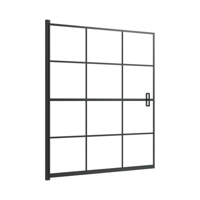 vidaXL ESG Safety Glass Shower Enclosure - 45.7''x55.1'', Black Aluminum Profil...