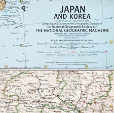 1960 Japan And Korea Map National Geographic  China USSR Vintage 24.5 x 19" E6A