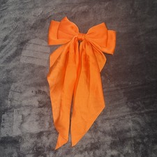 Vintage Handmade Large Orange Satin Barrette Hair Bow