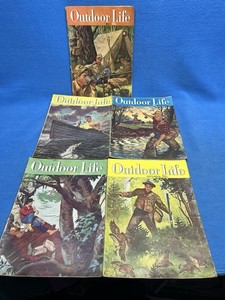 1949 OUTDOOR LIFE Magazine Lot 5 Issues Sports Hunting Fishing Camping Firearms