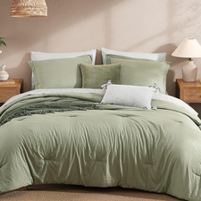 Queen Comforter Set - 7 Pieces Soft Bed in a Bag Queen Bedding Sets  All Season