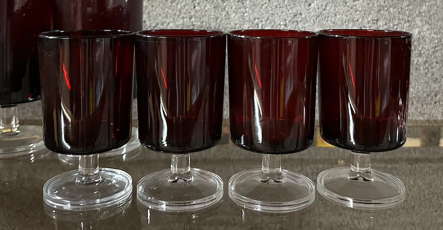 Vintage MCM Arcoroc Luminarc  Red Ruby Stemware set / 12 Made in France - Image 3 of 4