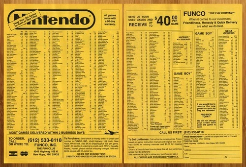 1990 Funco Vintage Print Ad/Poster Funcoland Nintendo NES Gameboy Video Game Art