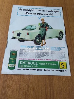 1957 ENERGOL ENGINE OIL + ALFA GIULIETTA SPRINT SPECIAL VINTAGE ADVERTISING