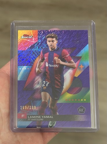 2023-24 Topps Finest UEFA Lamine Yamal Purple Shimmer Rookie RC #/199 Barcelona