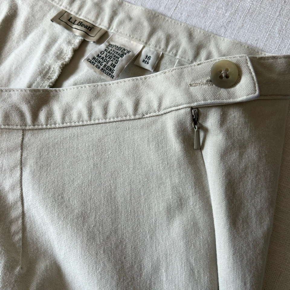 Pantalones cónicos LL BEAN para mujer color tostado 16 cremallera frontal plana Foto 2 de 4