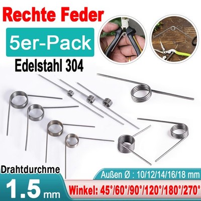 Schenkelfeder D 1,5mm Øa 10-18mm Ls 60mm * Edelstahl Torsions Dreh Feder /Rechte