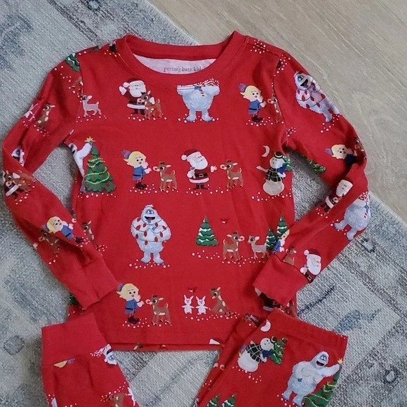 Pottery Barn Kids Classic Rudlolf Christmas Pajama Set Organic Cotton Sz6 - Image 3 of 4