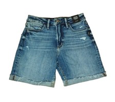 Silver Jeans Woman 25 Sure Thing Shorts High Rise Distressed Denim 27/6.5" Nwt