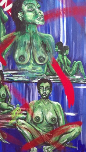 ORIGINAL Bild XXL Gemälde "Frauen - zensiert" Leinwand Unikat Acryl 160 x 190 cm - Bild 3 von 6