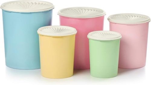 Tupperware Heritage Collection 10 Piece Nested Canister Set in Vintage Colors