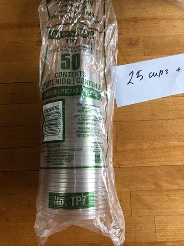 25 Cups + Lids Clear Plastic 7 FL OZ Solo Ultra Clear TP7 - Picture 2 of 5