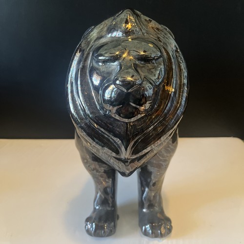 Haeger Art Pottery 15” Black Gold Metallic Royal Lion Statue Modern Deco 329 - Picture 7 of 9