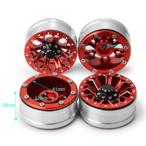 1X Metall 1.9" Beadlock Wheel rim Felgen Für 1/10 RC Axial SCX10 D90 TRX-4 Red - Bild 12 von 12