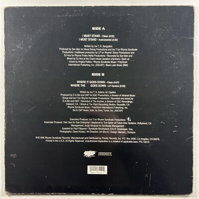 Ice-T “I Must Stand/Where It Goes Down” Single 12