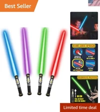 Glow in the Dark LED Swords - 4 Color Set with Adjustable Length for Action Play