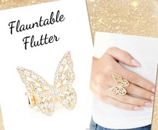 Flauntable Flutter~ Gold BUTTERFLY Stretch Ring Paparazzi VHTF ~ NWT ~LQQK