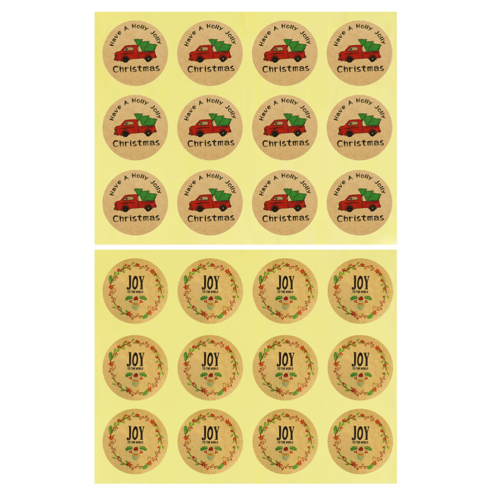 240pcs Round Truck Pattern Christmas Self-Adhesive Cartoon Sealing Stickers
