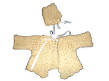 VTG HOMEMADE KNIT SWEATER SET SIZE 3-6 MONTHS GIRL BOY CHILD BABY CLOTHES 1950S