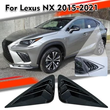 For Lexus NX 2015-2021 2x Rear Side Window Louver Shutter Cover Trim Gloss Black