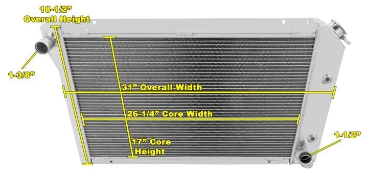 1977 1978 1979 1980 1981 Chevy Corvette 3 filas núcleo Champion DR radiador  Foto 3 de 4
