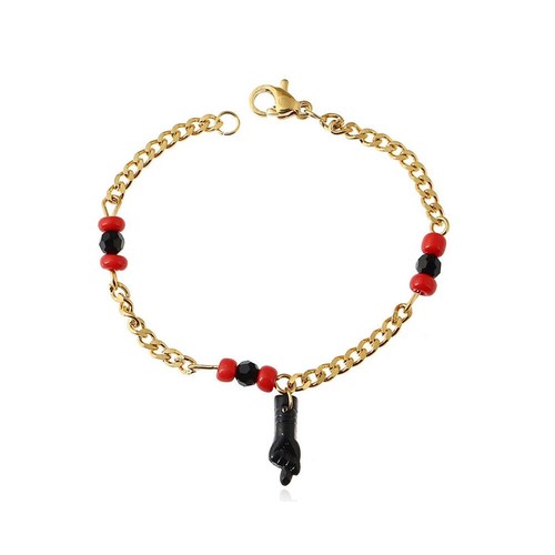 Bracciale Azabache Bambino Riempito ORO 14K 5,5”/PULSERA MANO DE AZABACHE BEBE - Foto 8 di 8