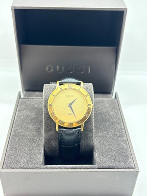 GUCCI Quartz date Watches SS / Leather belt Gold/Black belt GUCCI Mother of Pearl Quartz Date Watch SS Gold Ladies Gold  main image 4