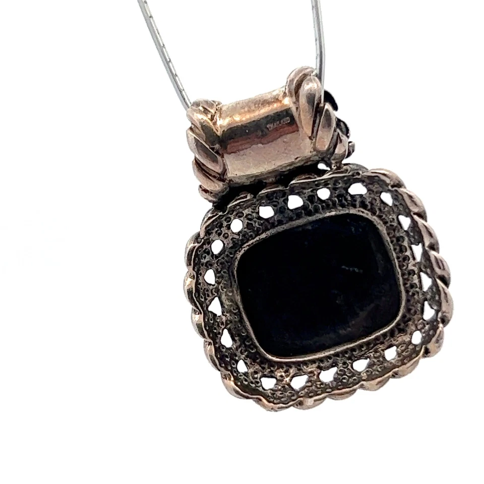 Colgante Grande De Ónix Negro Creado En Laboratorio De Plata Esterlina - Imagen 3 de 4