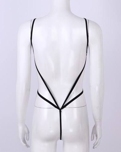Damen Lackleder Catsuit Aushöhlen Body Reißverschluss Skinny Overall Clubwear - Bild 90 von 90