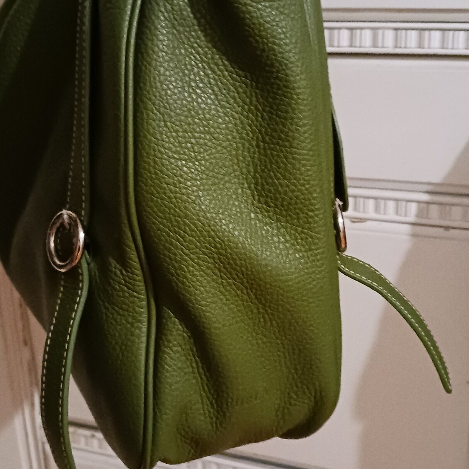 FURLA Green Pebbled Leather Satchel+ Silk Scarf - image 8