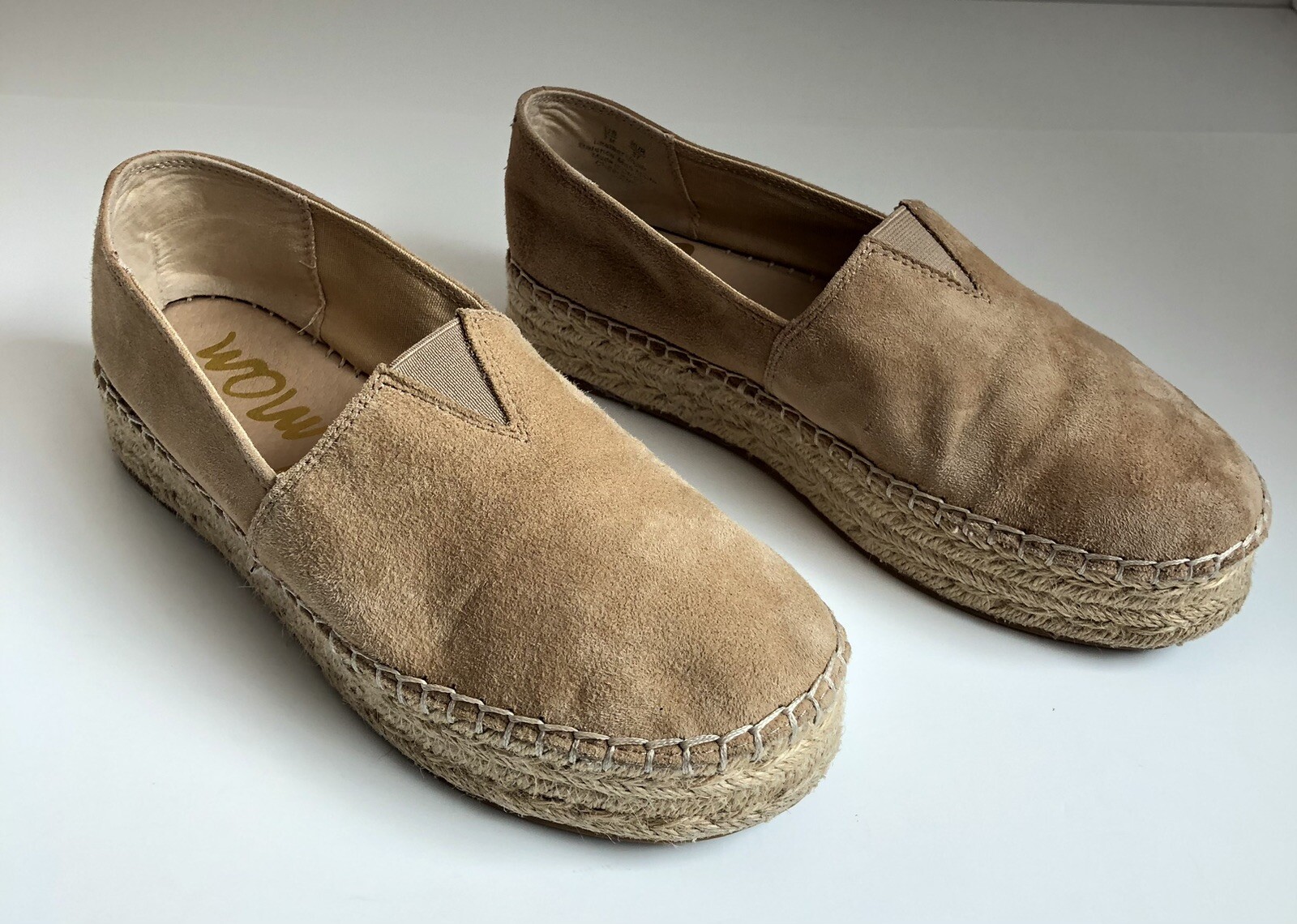 Sam Edelman Women’s 7 Cherlene Espadrille Platform Slip On Camel Brown Suede