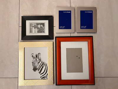 5x Bilderrahmen Konvolut Gallery Wall Echt Holz Edelstahl Glas mit Aufsteller