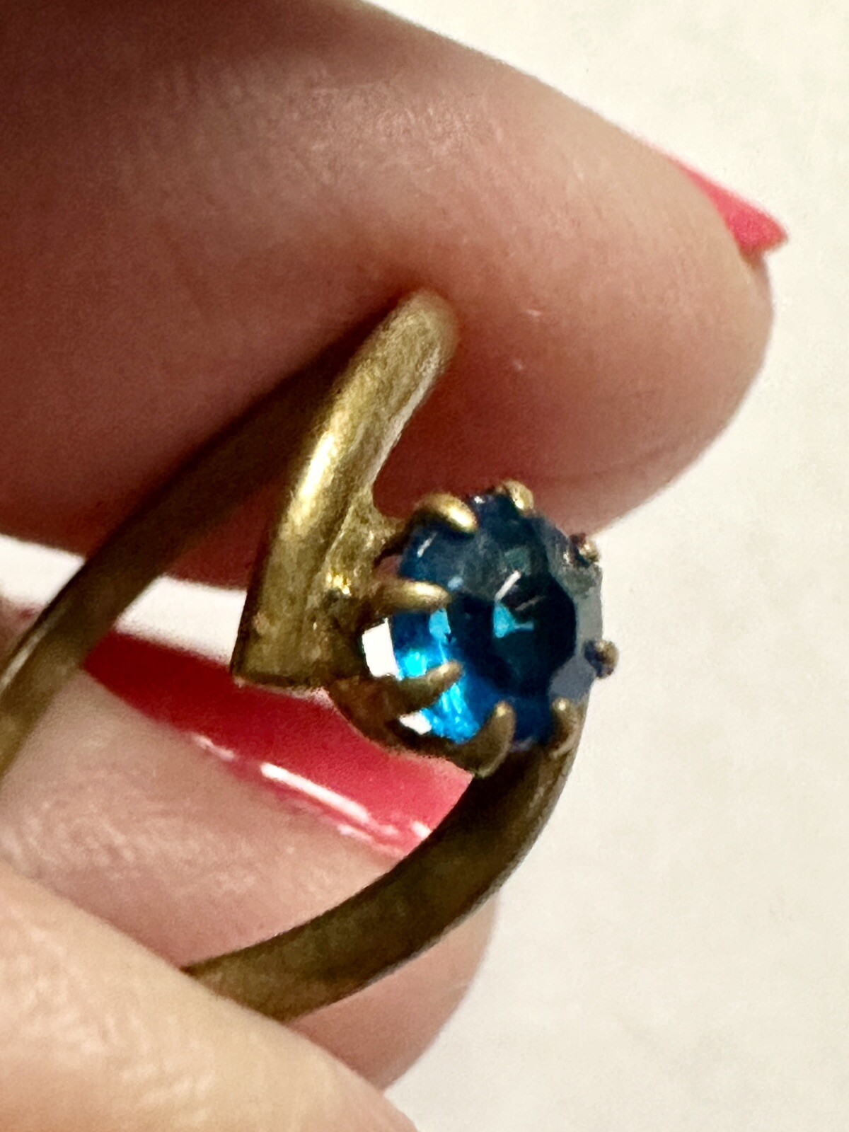 Antique Untested Blue Stone Solitaire Ring - image 5