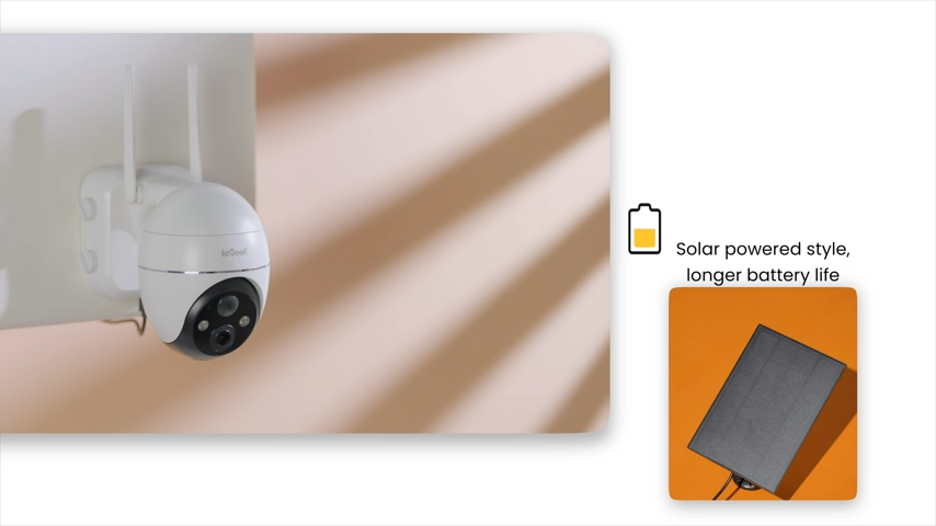 IeGeek Caméra de Surveillance Extérieure 4G, Sans WiFi, Batterie Solaire, 355°/120°, Vision