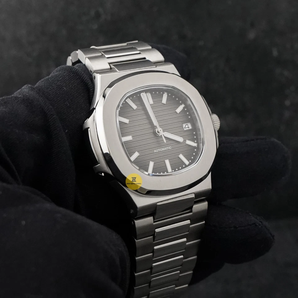 Сделанные на заказ часы 40 мм темно-серый циферблат стиль «Jumbo» с автоматическим механизмом NH35 - Изображение 3 из 4