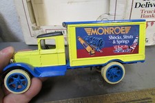 1990 ERTL 1931 Delivery truck die cast metal bank, Monroe Shocks logo, w box
