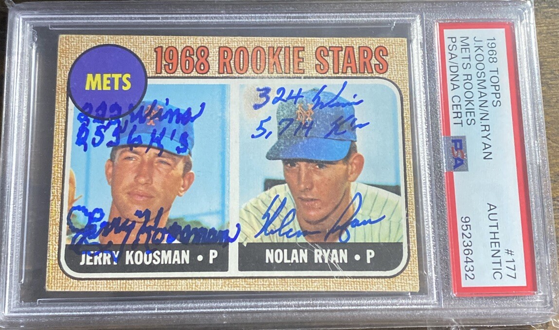 1968 Topps #177 Nolan Ryan/Jerry Koosman Rookie Stars PSA/DNA Signed Stat Card
