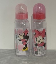 New 2 Disney Baby Bottles Minnie Mouse 9oz BPA Free Medium Flow Silicone Nipple