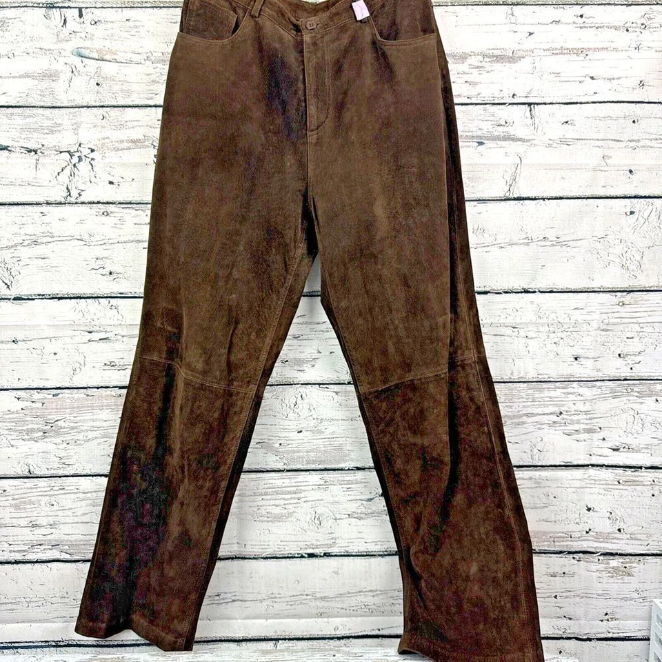 Брюки женские Brandon Thomas коричневые замшевые 100% кожа полностью с подкладкой [размер 12] б/у в отличном состоянии - Изображение 2 из 4