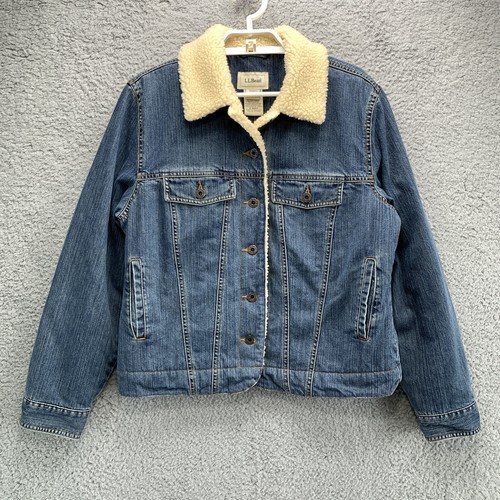 LL Bean Sherpa Lined Denim Jean Jacket 