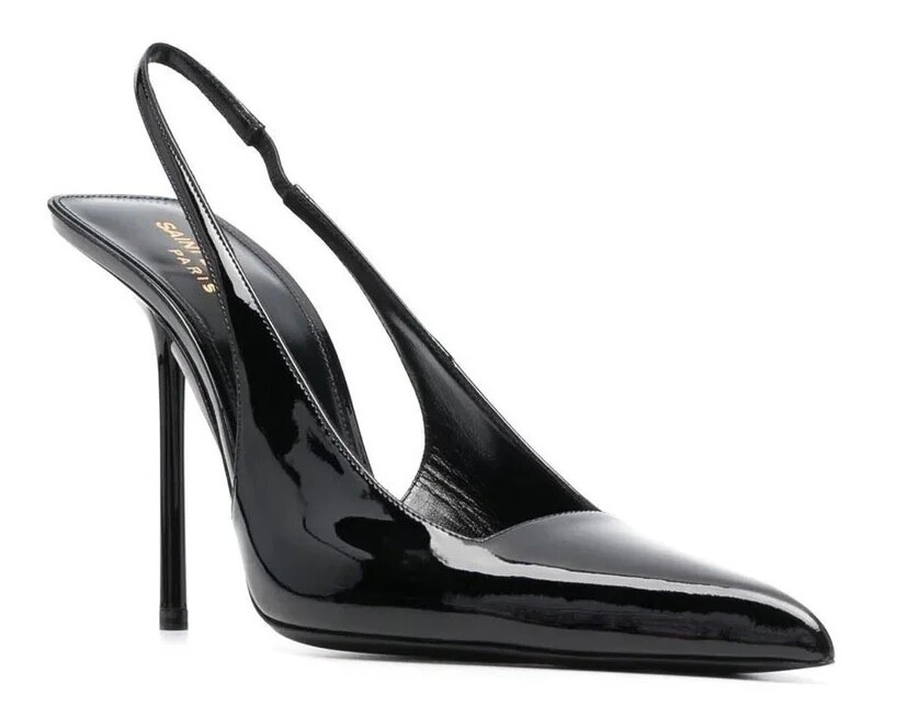 NUOVO Yves Saint Laurent Kiss 105 nero slingback décolleté in pelle tacco 41 $995