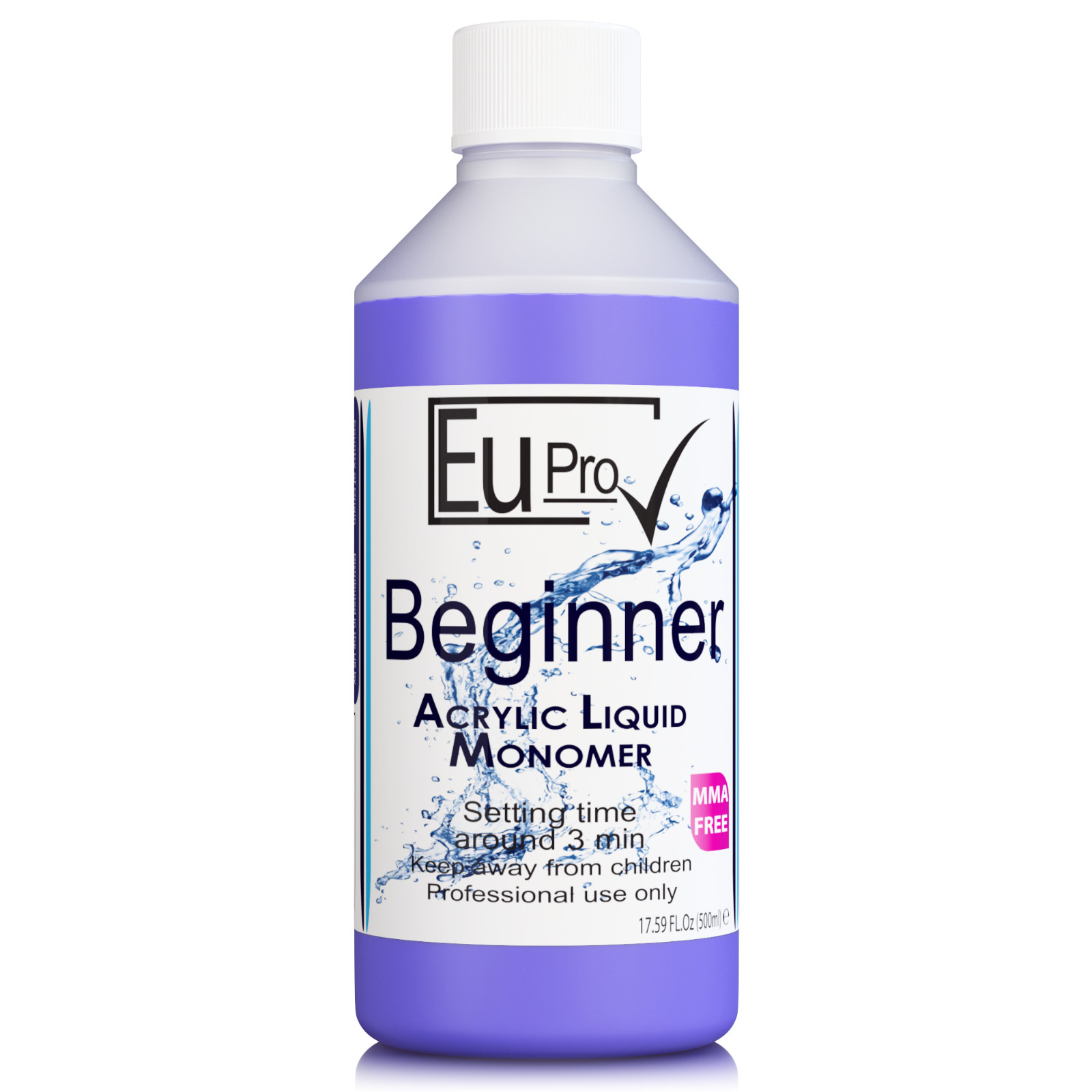 500ml Acrylic Liquid Monomer Slow Setting Beginner False Nails, Requires Powder