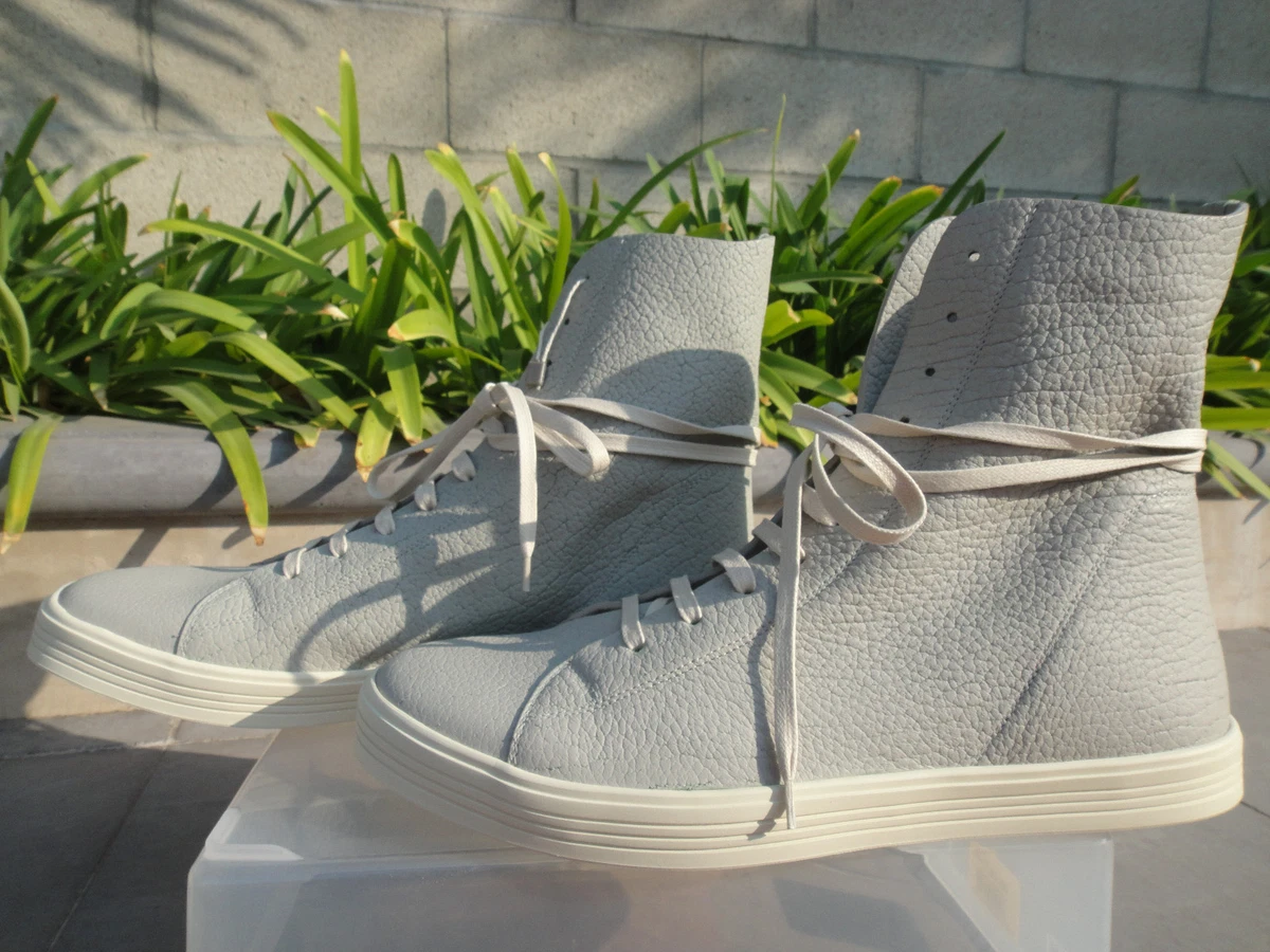 Rick Owens MASTODON Sneaks/Sneakers Light GrayTextured Leather, Mns' US Sz 11M