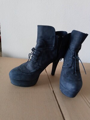 ODEON - super schicke Wildleder Stiefeletten Damen, Gr. 38, Nachtblau, neuwertig
