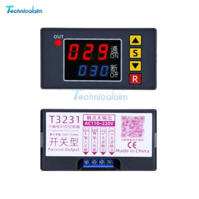 AC110V-220V Digital LED Dual Display Cycle Timing Delay Timer Relay Module