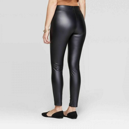 Slim Fit Mid Rise Faux Leather Leggings 