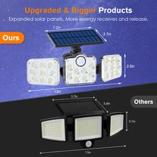 2Pcs 3000LM LED Solar Lights Outdoor Waterproof Motion Sensor Security Wall Lamp